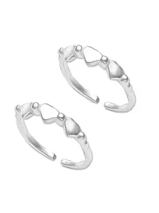 LeCalla Silver-Toned 925 Sterling Silver Heart Design Toe Rings