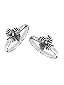 LeCalla Set of 2 925 Sterling Silver Antique Oxidized Toe Ring