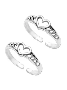LeCalla 2pc 925 Sterling Silver Filigree Heart Toe Ring