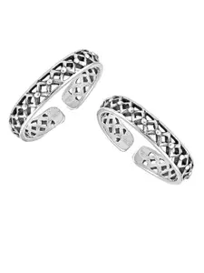 LeCalla Set of 2 925 Sterling Silver Textured Adjustable Toe Rings
