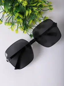 MARC LOUIS Women Black Lens & Black Square Sunglasses with UV Protected Lens P6331