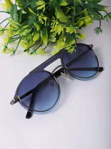 MARC LOUIS Women Blue Lens & Steel-Toned Aviator Sunglasses with UV Protected Lens 11026