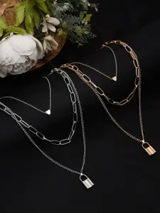 Vembley Gold-Toned & Silver-Toned Gold-Plated Layered Necklace