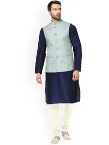 KISAH Men Sea Green Kurta with Churidar Comes With a Nehru Jacket