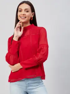 Marie Claire Women Red Chiffon Top