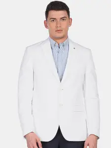 Arrow Men White Solid Single-Breasted Formal Blazers
