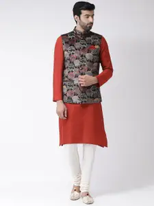 KISAH Men Regular Kurta Jacket Set