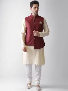 KISAH Men Maroon Kurta with Pyjamas & Jacket