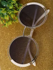 MARC LOUIS Women Grey Lens & White Round Sunglasses with Polarised Lens MARC LOUIS 58083 SILVER WHITE SG-GREY