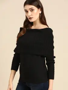 all about you Women Black Cable Knit Pullover