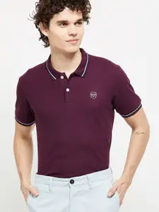 max Men Burgundy Polo Collar T-shirt