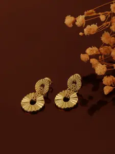 Carlton London Gold-Toned Circular Drop Earrings
