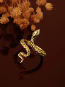 Carlton London Women Gold-Toned Brass Snake Shaped Adjustable Finger Ring