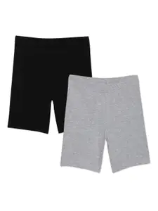 Charm n Cherish Girls Pack of 2 Black Skinny Fit Training or Gym Sports Shorts