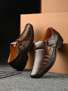 Azzaro Black Men Brown Shoe-Style Sandals