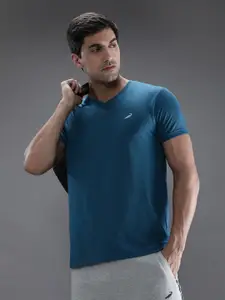 Crocodile Men Teal V-Neck T-shirt