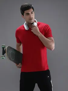 Crocodile Men Red V-Neck Cotton T-shirt