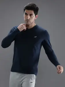 Crocodile Men Navy Blue V-Neck Cotton T-shirt