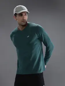 Crocodile Men Green V-Neck T-shirt