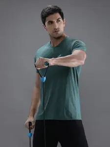 Crocodile Men Green V-Neck Cotton T-shirt