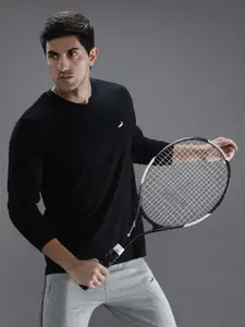 Crocodile Men Black V-Neck Cotton T-shirt