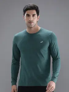 Crocodile Men Teal Green V-Neck Cotton T-shirt
