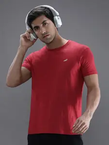 Crocodile Men Red Solid Cotton T-shirt
