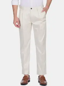 Arrow Men Off White Pleated Trousers