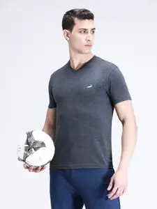 Crocodile Men Grey V-Neck T-shirt