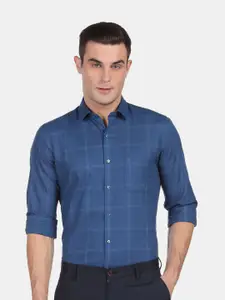 Arrow Men Blue Slim Fit Windowpane Checks Casual Shirt