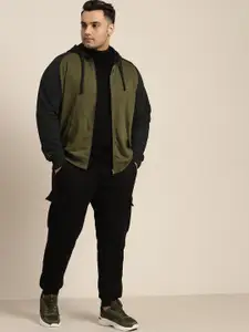 Sztori Men Plus Size Raglan Sleeves Front-Open Sweatshirt