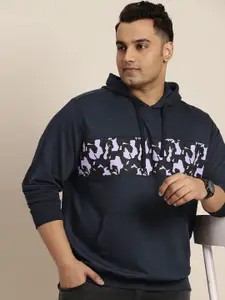 Sztori Men Plus Size Printed Hooded Sweatshirt