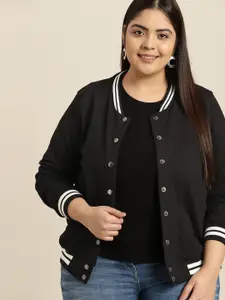 Sztori Women Plus Size Black Solid Sweatshirt