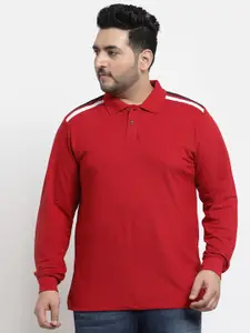Kalt Plus Size Men Red Printed Polo Collar T-shirt