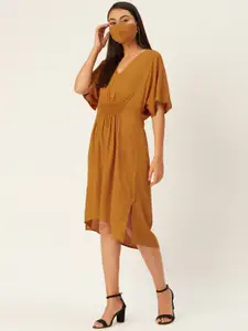 DressBerry Brown Solid High Low Dress