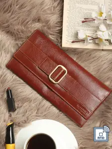 Teakwood Leathers Women Red & Cream-Coloured Leather Two Fold Wallet