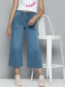 Flying Machine Women Blue Wide Leg Light Fade Ombre Stretchable Jeans