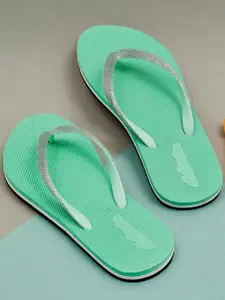 Duke Women Green & White Thong Flip-Flops