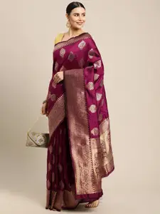 Royal Rajgharana Saree Maroon & Gold Ethnic Motifs Zari Celebrity Banarasi Sarees