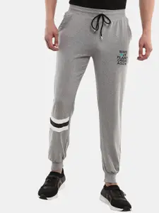 V-Mart Men Grey Printed Cotton Joggers Track Pants
