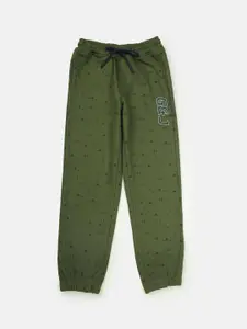 Gini and Jony Boys Olive Solid Cotton Track Pants