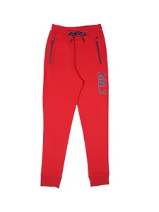 Gini and Jony Boys Red Solid Cotton Jogger Track Pant