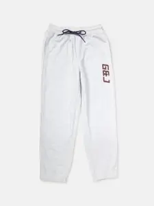 Gini and Jony Boys White Solid Cotton Track Pants