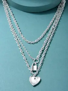 ToniQ Silver-Toned Silver-Plated Open Necklace