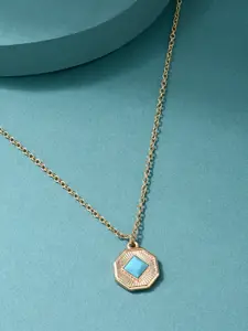 ToniQ Gold-Toned & Blue Gold-Plated Open Necklace