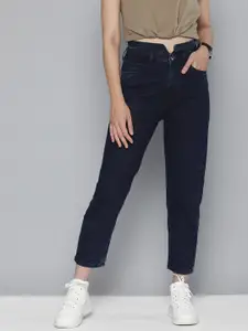 Flying Machine Women Blue Mom Fit High-Rise Stretchable Cropped Jeans
