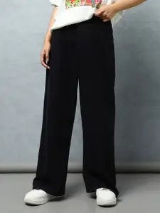 Flying Machine Women Black Wide Leg High-Rise Stretchable Jeans