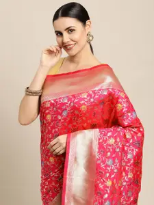 Royal Rajgharana Saree Pink & Gold Ethnic Motifs Zari Celebrity Banarasi Sarees