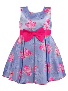 Wish Karo Girls Pink & Blue Floral A-Line Dress