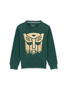 Status Quo Boys Green Graphic Printed Sweatshirt